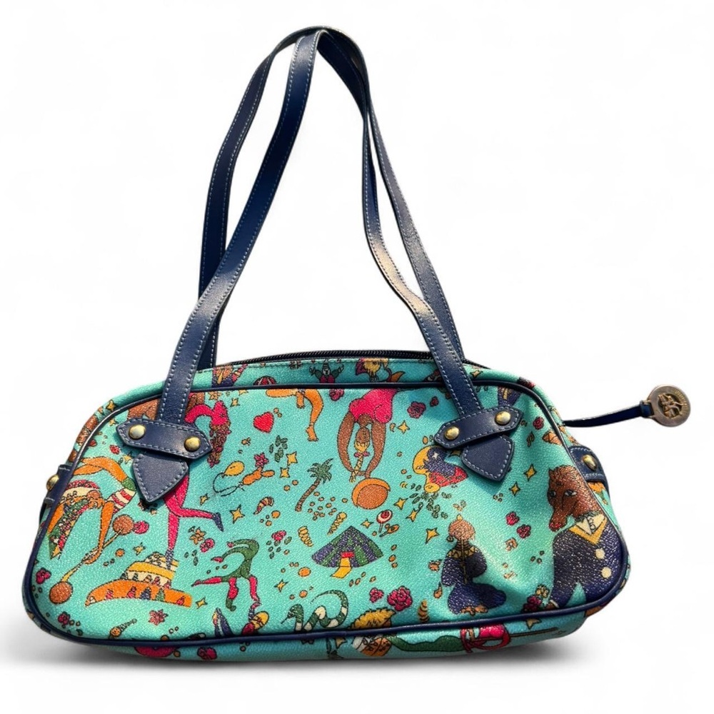 Piero Guidi Teal and Multicolor Shoulder Bag